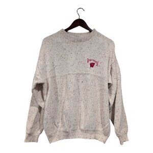 Vintage Lee Sport Womens Cream Speckled Wisconsin Badgers Crew Neck Sweater Sz L